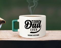 BK Gift Kişiye Özel İsimli Yeşil Kulplu Çay & Kahve Fincanı-15, Arkadaşa Hediye, Sevgiliye Hediye