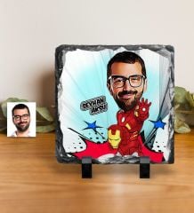 Kişiye Özel Demir Adam Karikatürlü Dekoratif Doğal Taş