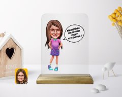 Kişiye Özel Kız Çocuk Kolay Yetişmiyor Karikatürlü Ahşap Standlı Çerçeve-5
