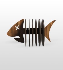 Kişiye Özel 6'lı Dekoratif Balık Tablalı Ahşap Bardak Altlığı Seti