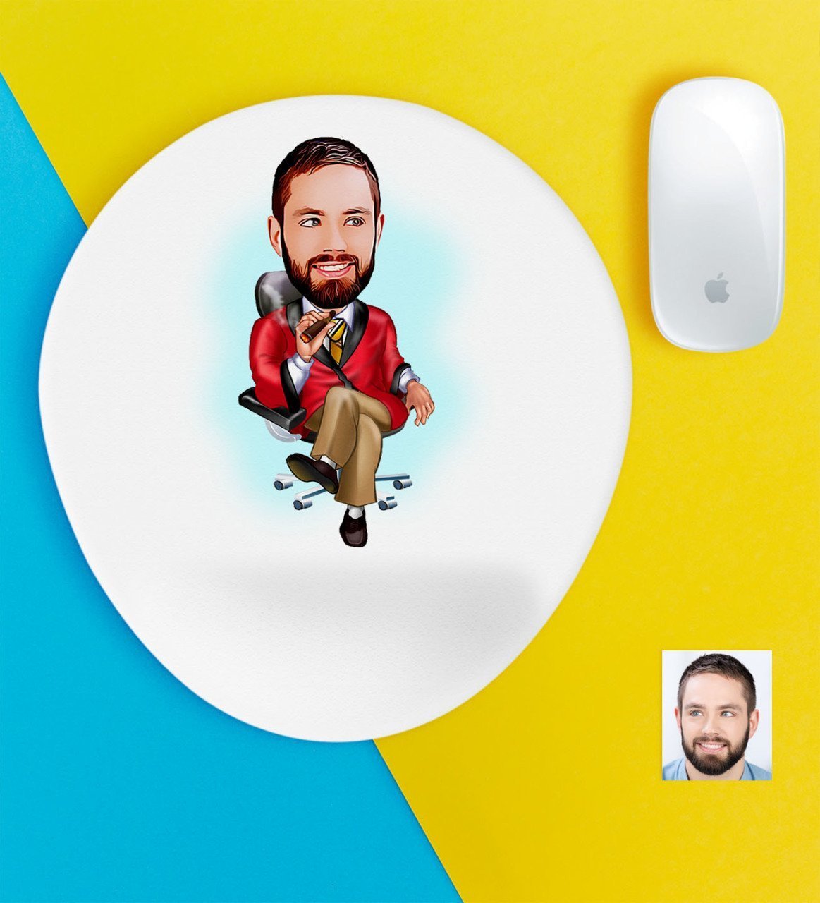 Kişiye Özel Bay Patron Karikatürlü Bilek Destekli Mouse Pad-1