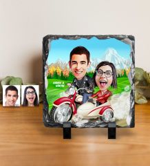 Kişiye Özel Sevgililer Karikatürlü Dekoratif Doğal Taş - 12