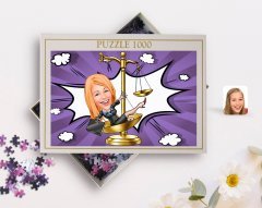 Kişiye Özel Kadın Avukat Karikatürlü 1000 Parça Profesyonel Puzzle-4