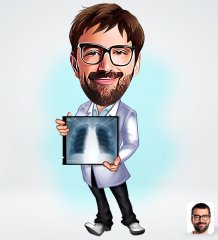 Kişiye Özel Erkek Radyolojist Tasarımlı Dijital Karikatür-1