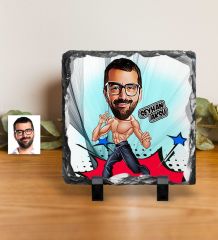 Kişiye Özel Bruce Lee Karikatürlü Dekoratif Doğal Taş