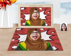 Kişiye Özel Kadın Arapça Öğretmeni Karikatürlü 1000 Parça Profesyonel Puzzle-3