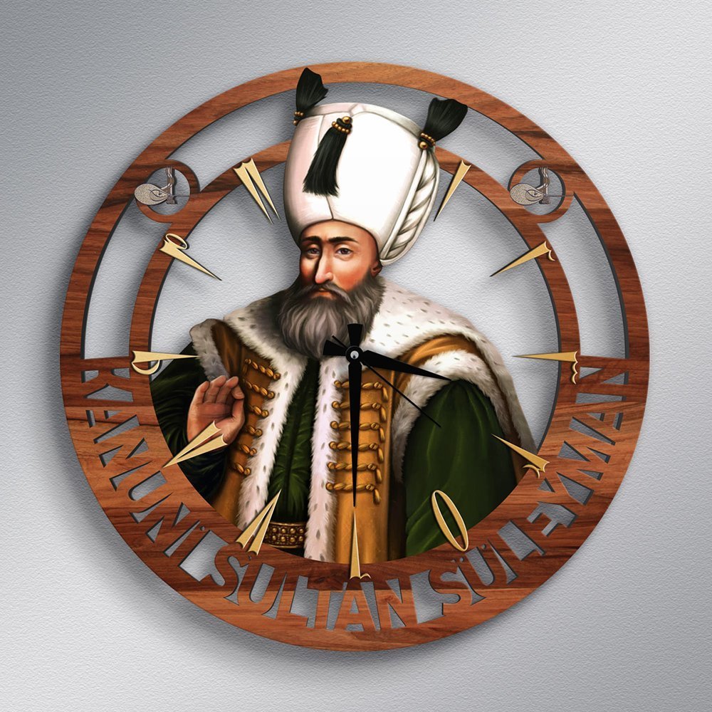 Kanuni Sultan Süleyman Ahşap Duvar Saati - Model A2