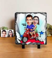 Kişiye Özel Sevgililer Karikatürlü Dekoratif Doğal Taş - 10