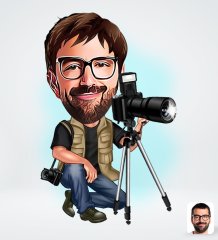 Kişiye Özel Erkek Fotoğrafçı Tasarımlı Dijital Karikatür-1