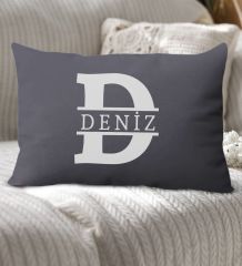 BK Gift Kişiye Özel Harfli Premium Kumaş Antrasit Dikdörtgen Yastık Kılıfı-1 (SADECE YASTIK KILIFI), Ev Dekorasyonu