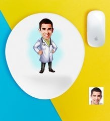Kişiye Özel Bay Doktor Karikatürlü Bilek Destekli Mouse Pad-1