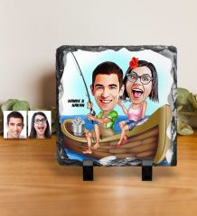 Kişiye Özel Sevgililer Karikatürlü Dekoratif Doğal Taş - 9