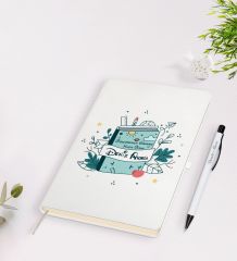 BK Gift Kişiye Özel Öğretmenler Günü Tasarımlı Beyaz Defter Kalem Seti - 1