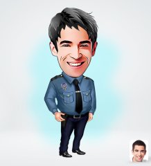 Kişiye Özel Erkek Polis Tasarımlı Dijital Karikatür-4