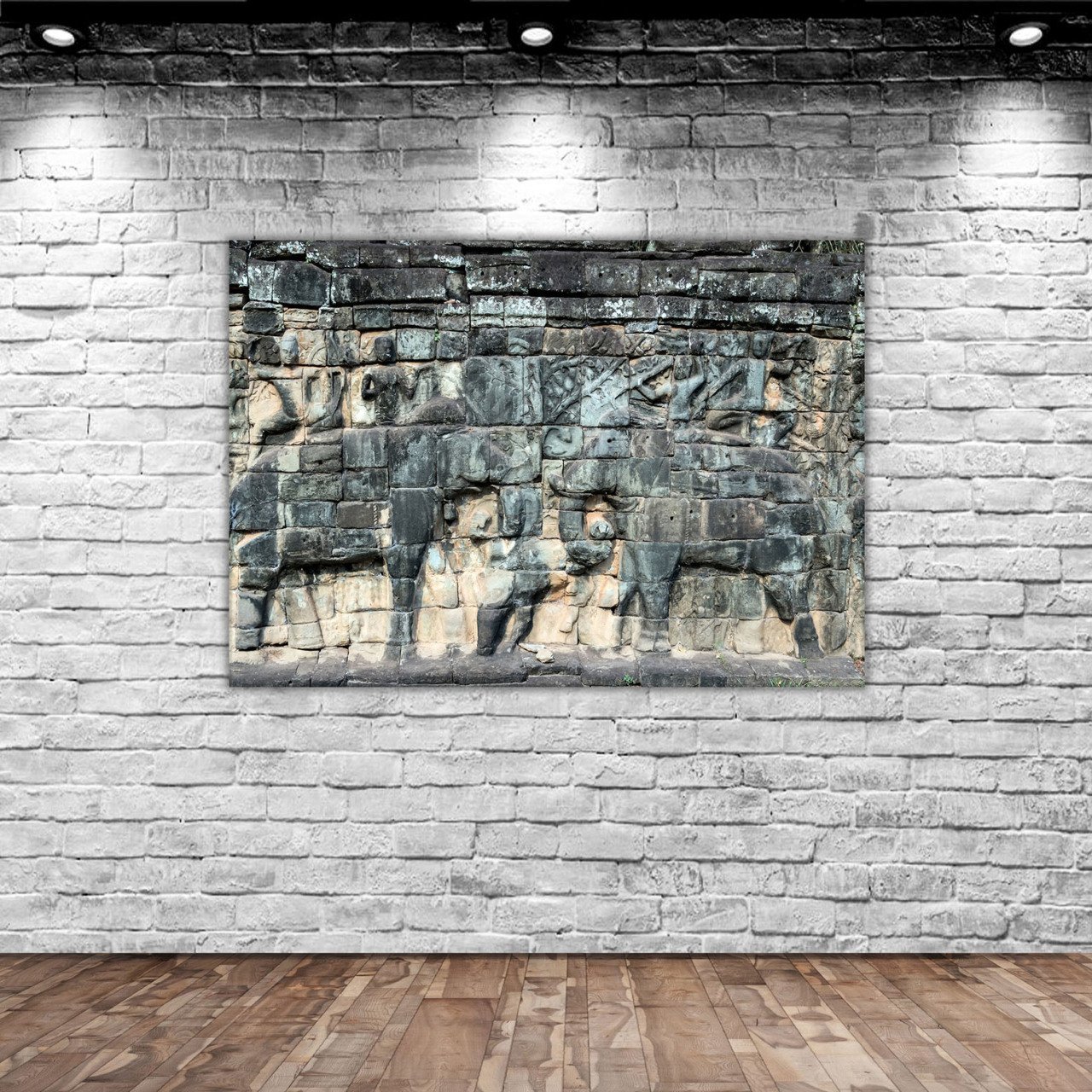 BK Home Eski Khmer Duvar Oyma Tasarımlı Kanvas Tablo 70x100cm-1
