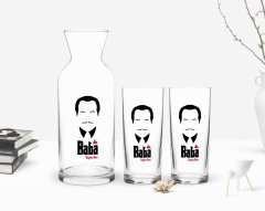 Kişiye Özel Renkli Baskılı Godfather Baba Tasarımlı İkili Rakı Bardağı ve Karaf Hediye Seti-12