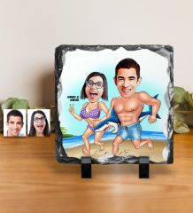 Kişiye Özel Sevgililer Karikatürlü Dekoratif Doğal Taş - 8