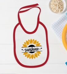 BK Kids Sunshine Tasarımlı Kırmızı Bebek Body Zıbın ve Mama Önlüğü Hediye Seti-1