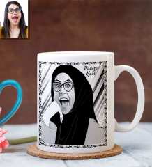 Kişiye Özel Türbanlı Karikatür Beyaz Kupa Bardak 40b
