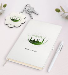 Kişiye Özel Arapça Öğretmeni Beyaz Defter Kalem Ve Anahtarlık Hediye Seti-2