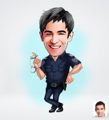 Kişiye Özel Erkek Polis Tasarımlı Dijital Karikatür-3