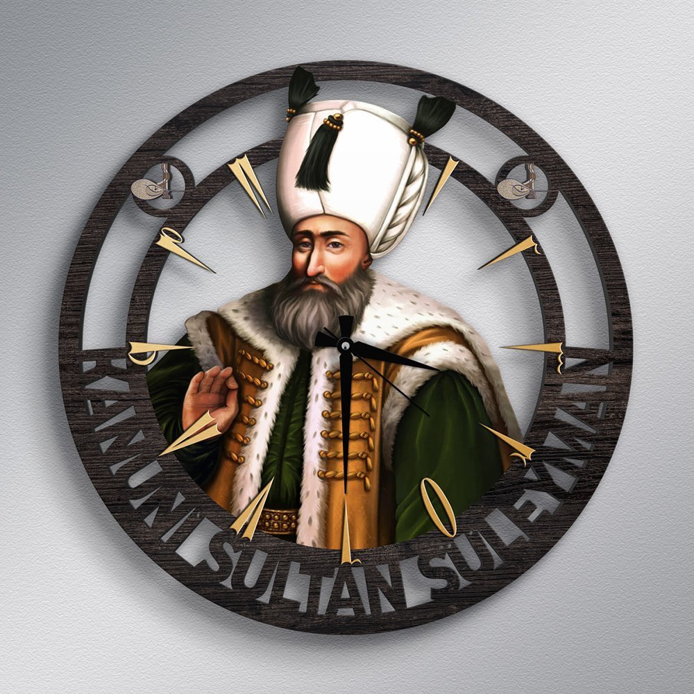 Kanuni Sultan Süleyman Ahşap Duvar Saati - Model A5