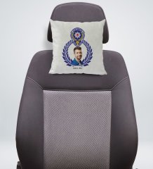 Kişiye Özel İsimli Fotoğraflı Polis Tasarımlı Kare Araç Koltuk Yastığı-4