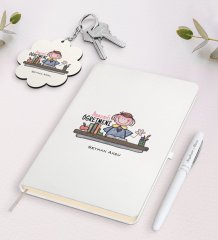 Kişiye Özel Anasınıfı Öğretmeni Beyaz Defter Kalem Ve Anahtarlık Hediye Seti-3