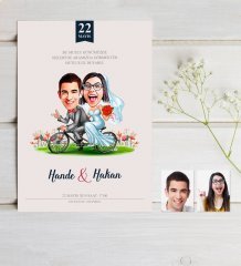 Kişiye Özel Karikatürlü Davetiye Model 3 (50 Adet)