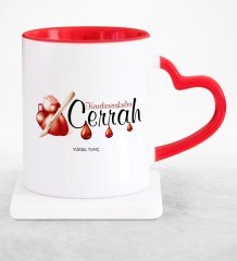 Kişiye Özel Mesleki Kardiovaskuler Cerrah Kırmızı Kalpli Kupa Bardak - 2