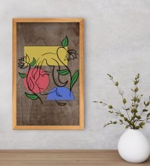 BK Home Woman Line Dekoratif Retro Ahşap Tablo-6