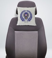 Kişiye Özel İsimli Polis Tasarımlı Kare Araç Koltuk Yastığı-3