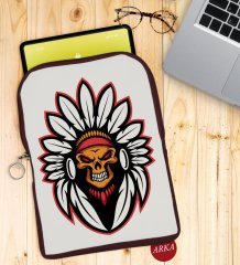 BK Gift Kurukafa Tasarımlı Taşınabilir Koruyucu Tablet Kılıfı & Organizer Çanta - Bordo-6