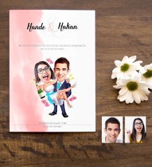 Kişiye Özel Karikatürlü Davetiye Model 4 (50 Adet)