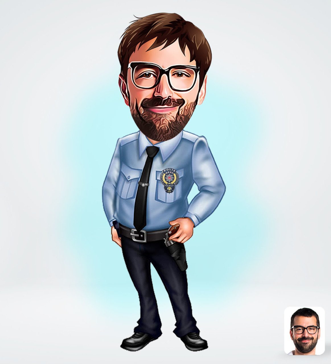 Kişiye Özel Erkek Polis Tasarımlı Dijital Karikatür-1