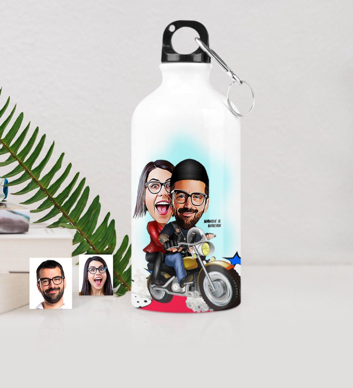 Kişiye Özel Sevgililer Karikatürlü Metal Suluk (500 ml.) - 17