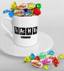 Kişiye Özel Öğretmen Türk Kahvesi Fincanı ve Haribo Şeker Hediye Seti-2