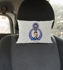 Kişiye Özel İsimli Fotoğraflı Polis Tasarımlı Dikdörtgen Araç Koltuk Yastığı-4