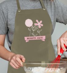BK Gift Kişiye Özel İsimli Anneler Günü Tasarımlı Profesyonel Haki Mutfak Önlüğü, Aşçı Önlüğü, Şef Önlüğü, Anneye Hediye-14
