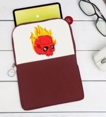 BK Gift Kurukafa Tasarımlı Taşınabilir Koruyucu Tablet Kılıfı & Organizer Çanta - Bordo-5