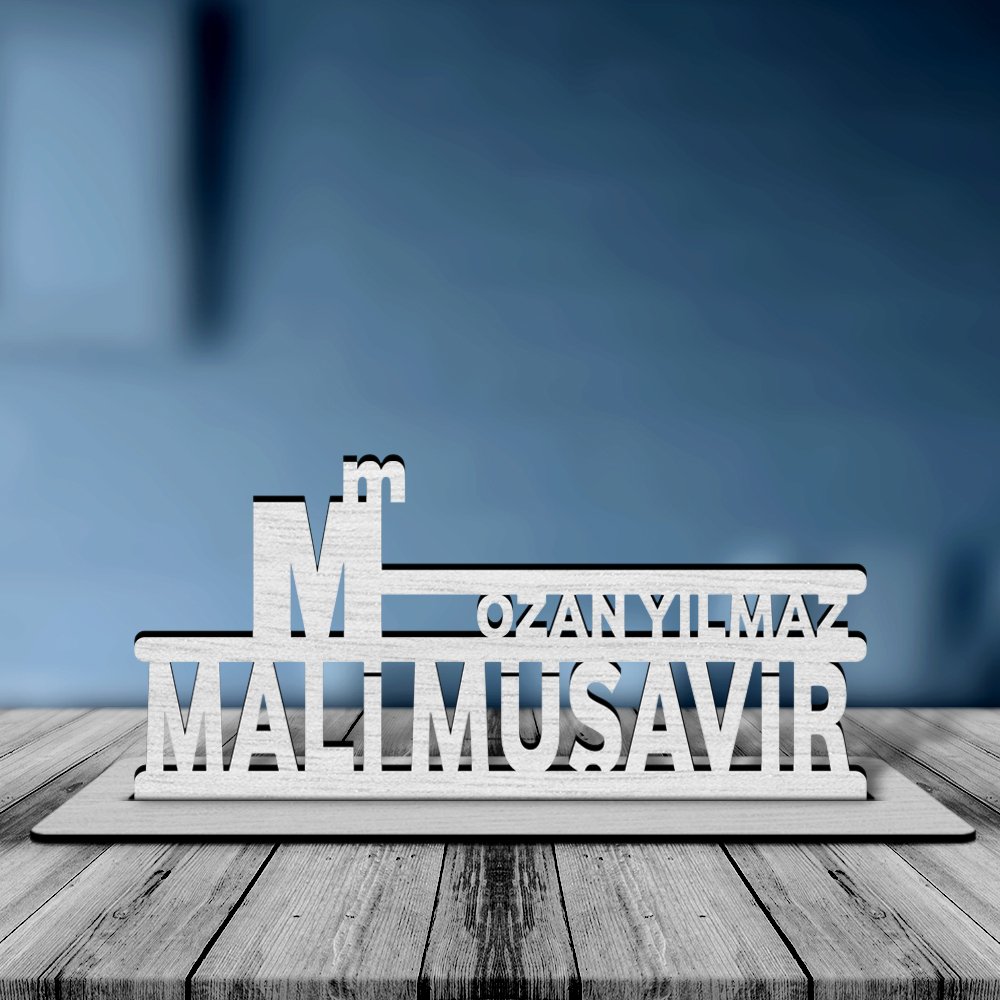 Kişiye Özel Mesleki Mali Müşavir Ahşap Masa İsimliği  - 6