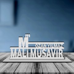 Kişiye Özel Mesleki Mali Müşavir Ahşap Masa İsimliği  - 6