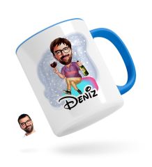 Kişiye Özel Erkek Karikatürlü Mavi Kupa Bardak-2