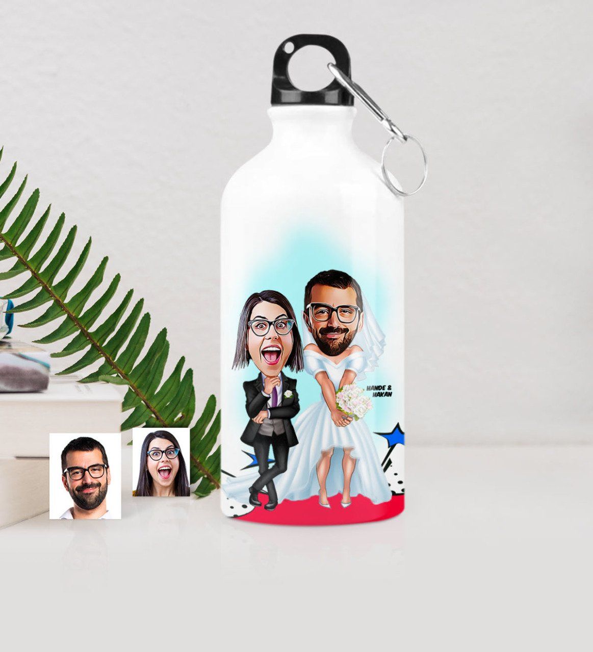 Kişiye Özel Sevgililer Karikatürlü Metal Suluk (500 ml.) - 16
