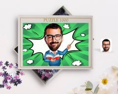 Kişiye Özel Erkek Öğretmen Karikatürlü 1000 Parça Profesyonel Puzzle-2