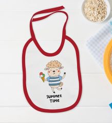 BK Kids Summer Time Tasarımlı Kırmızı Bebek Body Zıbın ve Mama Önlüğü Hediye Seti-1