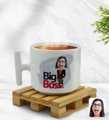 Kişiye Özel Kadın Big Boss Karikatürlü T Kulplu Beyaz Middle Kupa Bardak-2