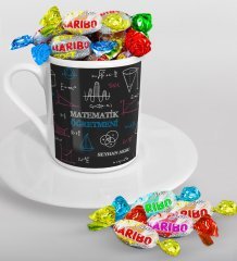 Kişiye Özel Matematik Öğretmeni Türk Kahvesi Fincanı ve Haribo Şeker Hediye Seti-11