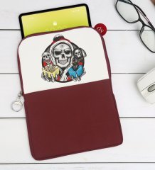 BK Gift Kurukafa Tasarımlı Taşınabilir Koruyucu Tablet Kılıfı & Organizer Çanta - Bordo-3