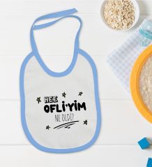 BK Kids Ofliyim Ne Oldi Tasarımlı Mavi Bebek Mama Önlüğü-1
